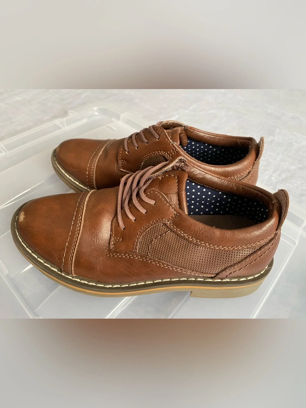 Steve Madden Boys Oliver Cognac Brown Dress Shoes Oxfords Size 11 Holiday